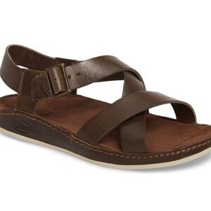 Chaco Wayfarer Dark Red Brown Leather Strap Sandals